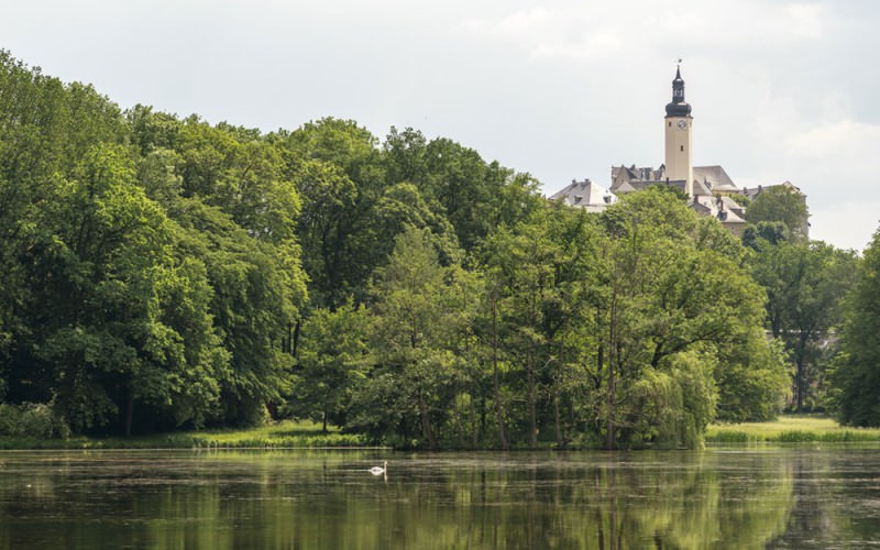 Fürstlich Greizer Park, Binsenteich und Oberes Schloss